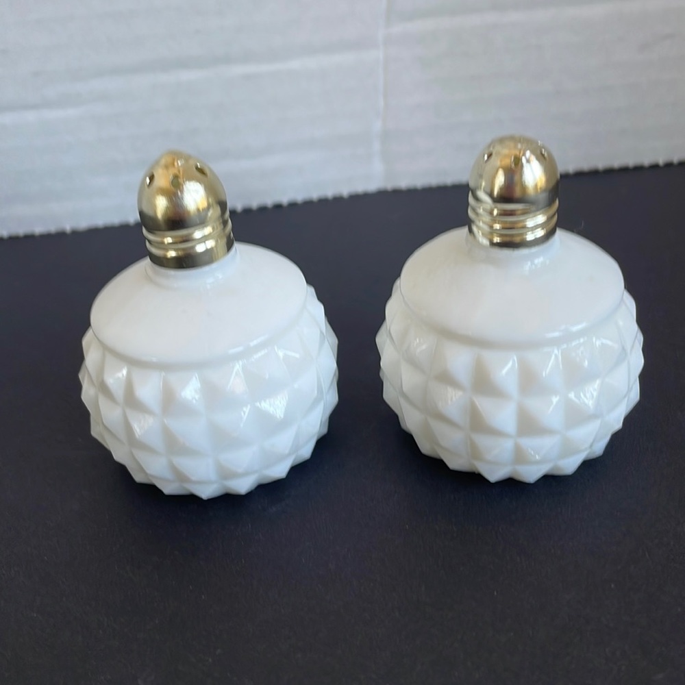 Vintage salt and pepper shakers milk glass